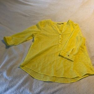 Liz Claiborne Yellow Split Neck Blouse  XL
